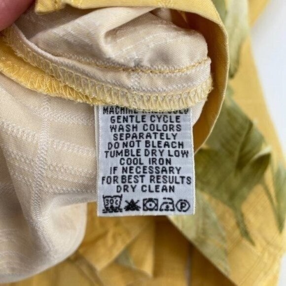 Tommy Bahama Yellow Tropical Silk Short Sleeve Button Down Vacation Large Shirt - Picture 7 of 8
